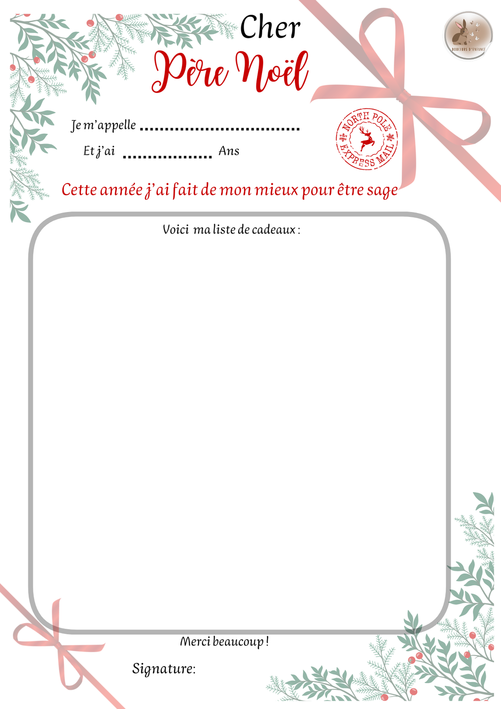 Ma lettre au père Noël